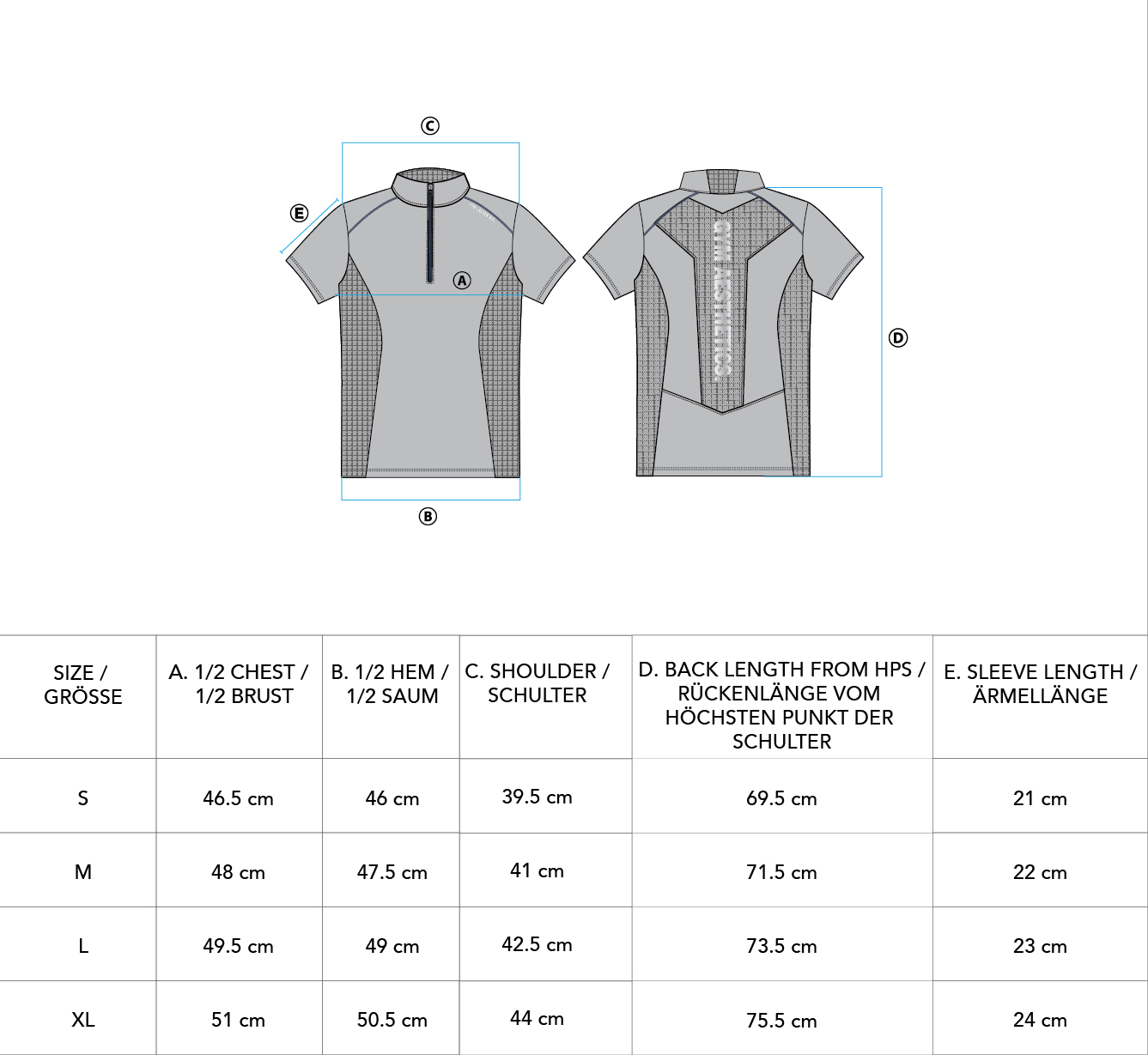 OutRun 1/2 Zip Mock T Shirt for Men - size chart | Gym Aesthetics