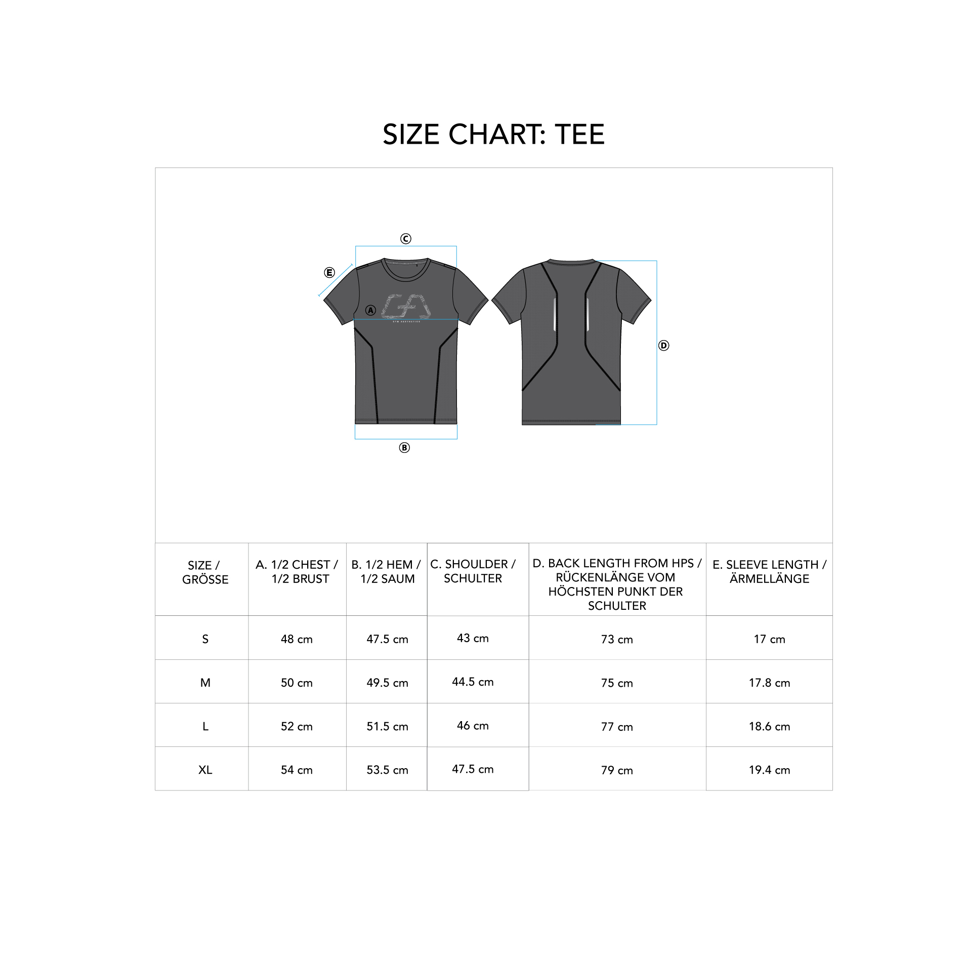 Essential Mesh Blocking Tight-Fit T-Shirt for Men - size chart