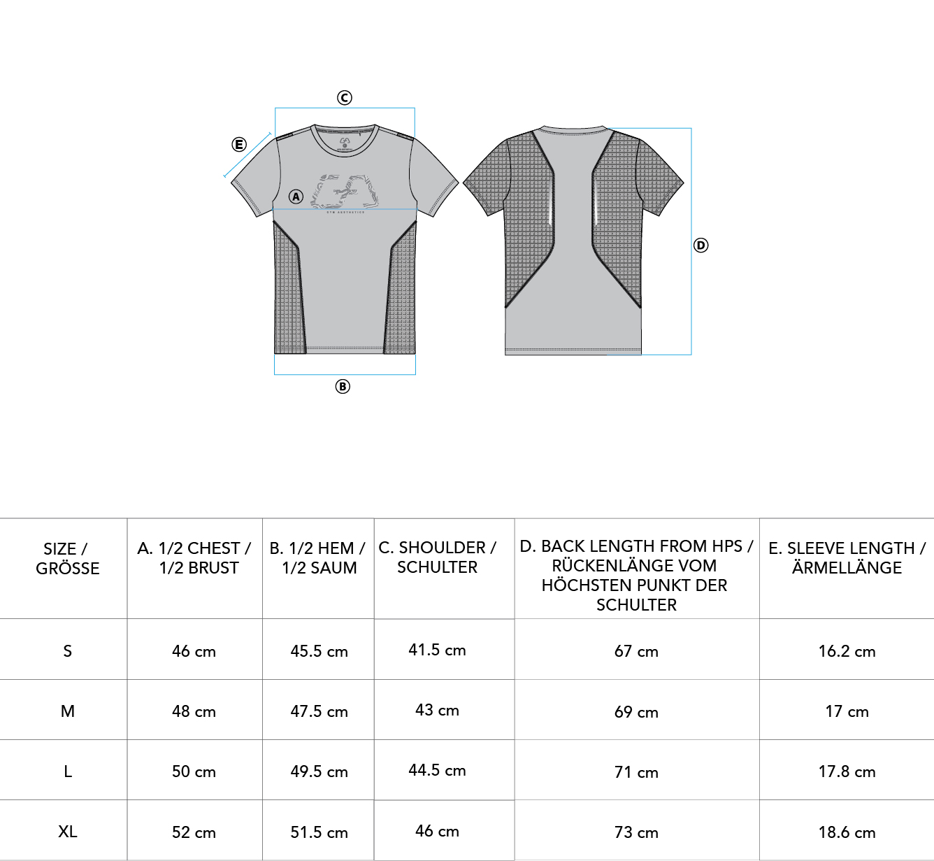 Essential Mesh Blocking Tight-Fit T-Shirt for Men - size chart | Gym Aesthetics