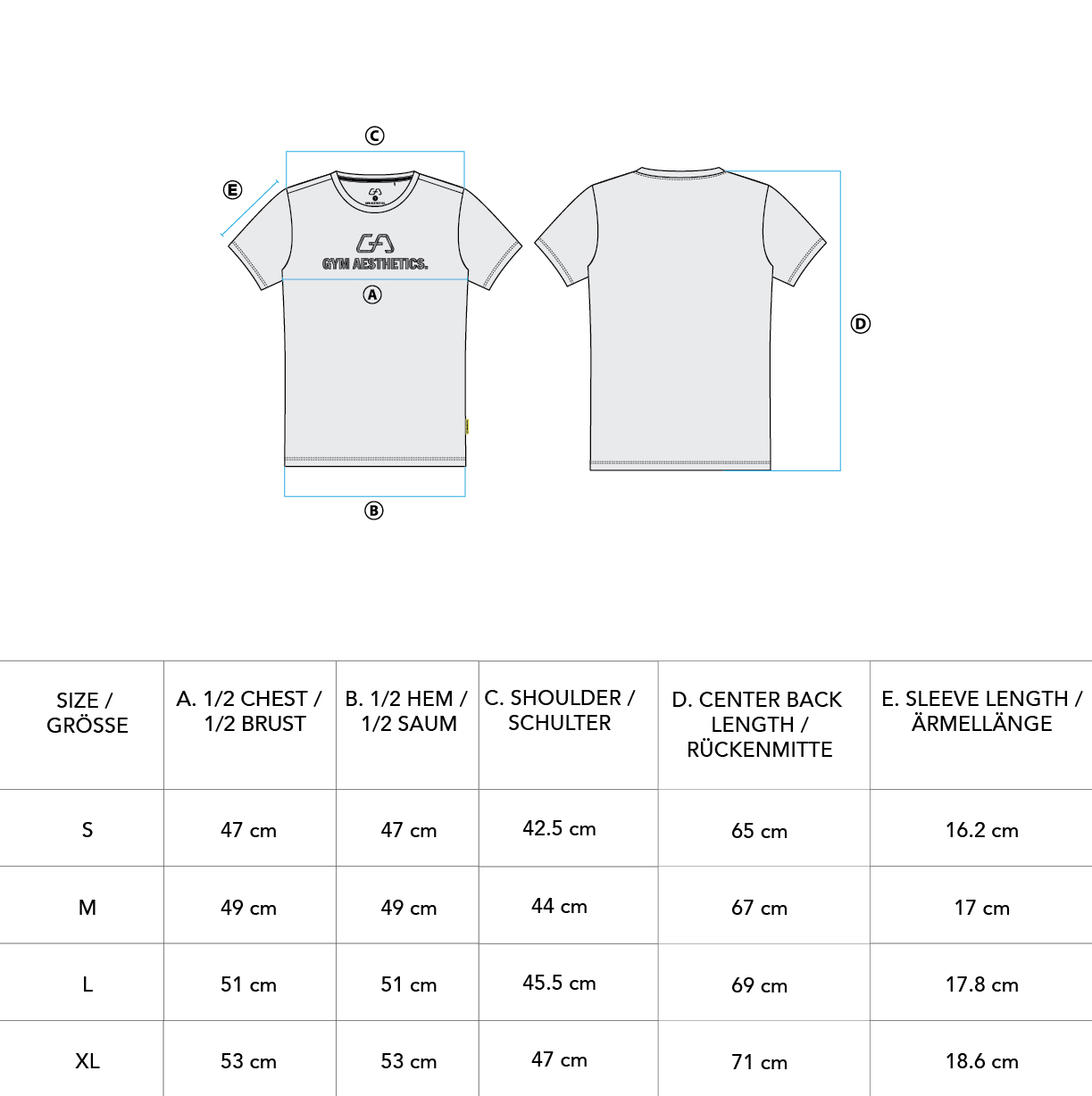 Essential Workout T Shirt for Men - size chart | Gym Aesthetics