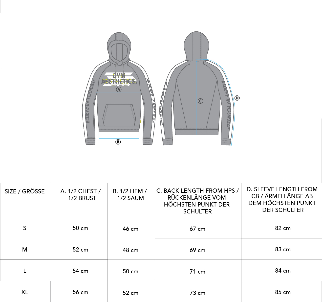 Function Color Blocking Hoodie for Men - size chart | Gym Aesthetics
