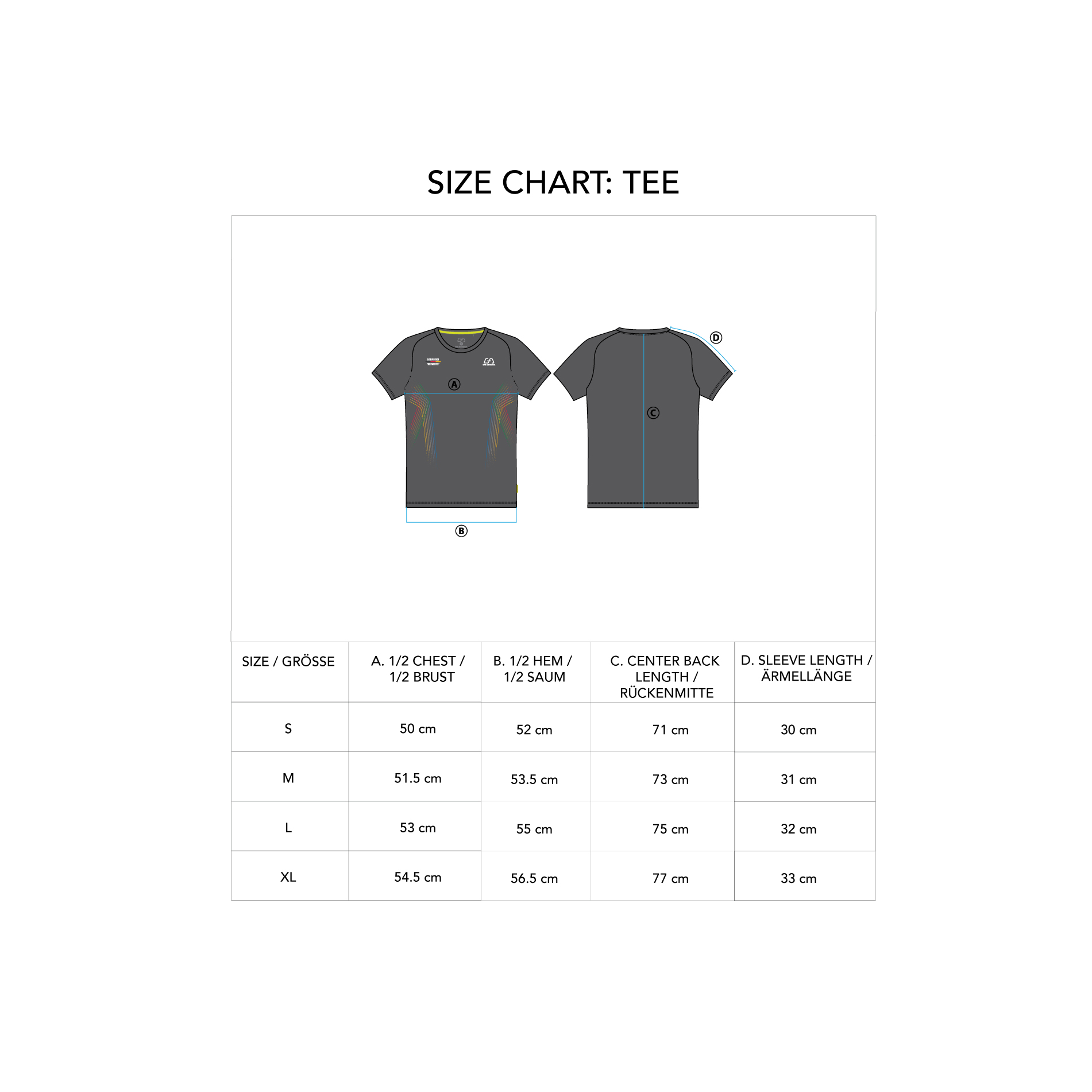 Essential Warrior Loose-Fit T-Shirt for Men - size chart