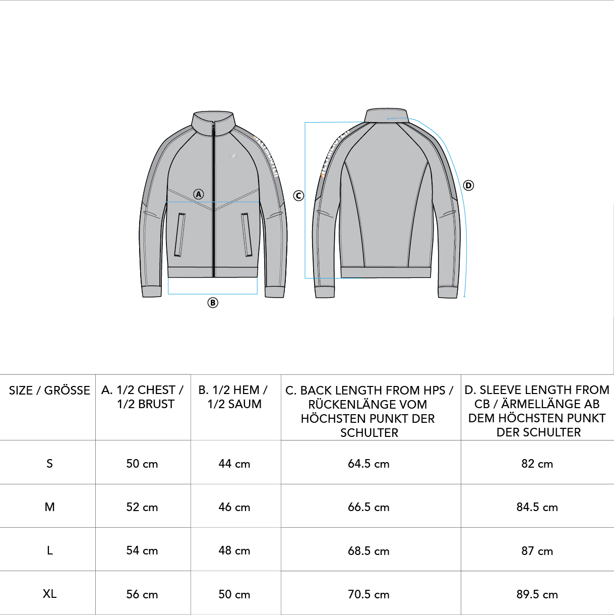 Functional Tracksuit Jacket for Men - size chart | Gym Aesthetics