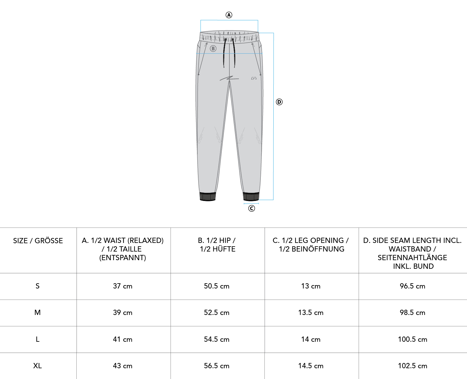 Essential Jogger pants for Men - size chart | Gym Aesthetics