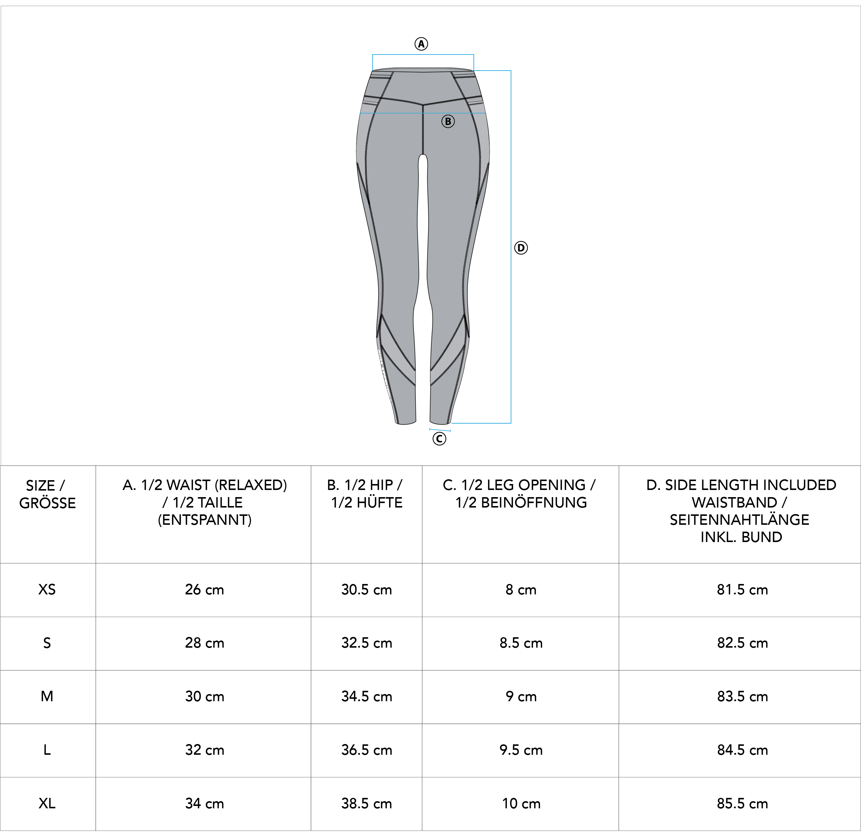 Training Mighty Tech Mesh Leggings for Women - size chart | Gym Aesthetics