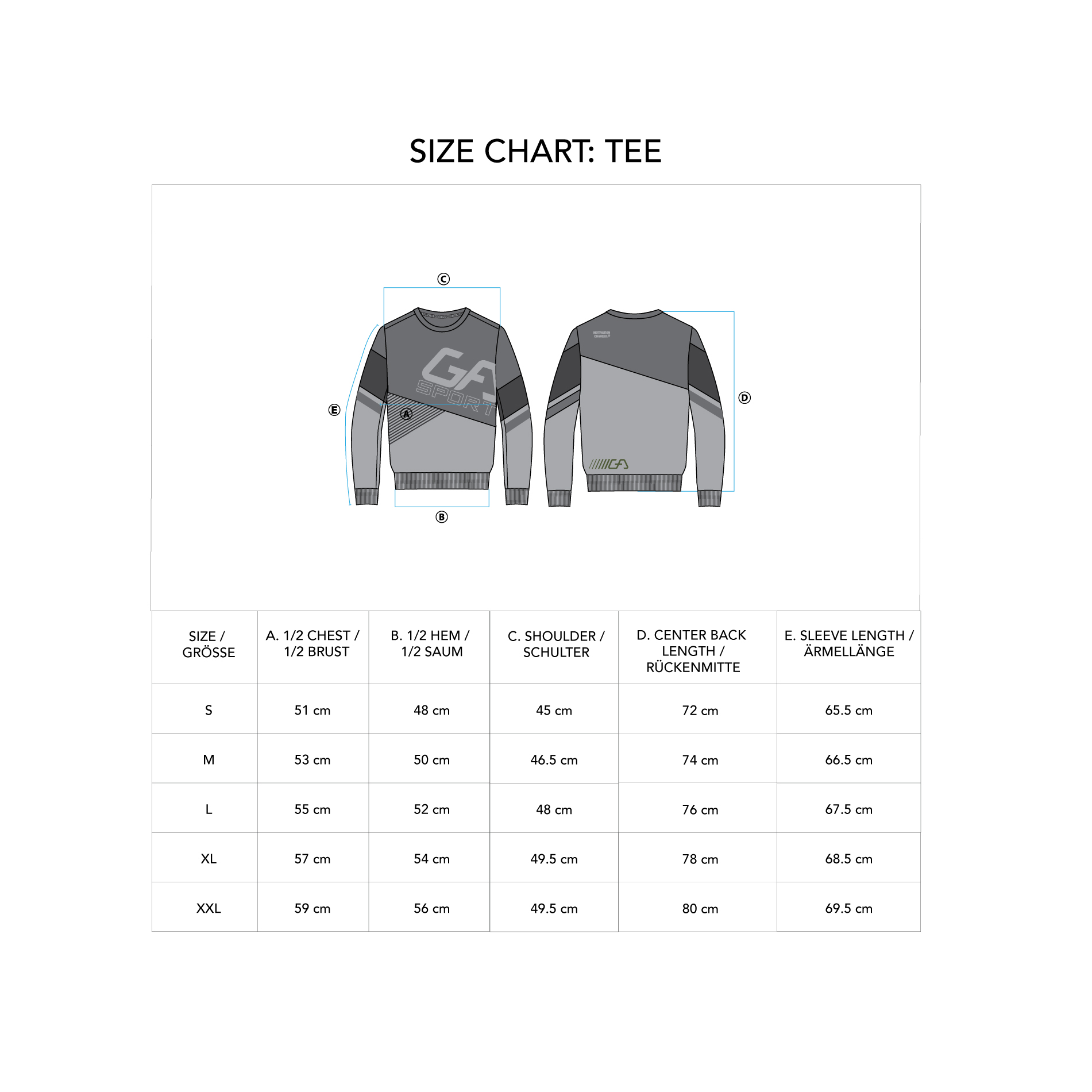 Training Color Blocking Sweatshirt for Men - size chart