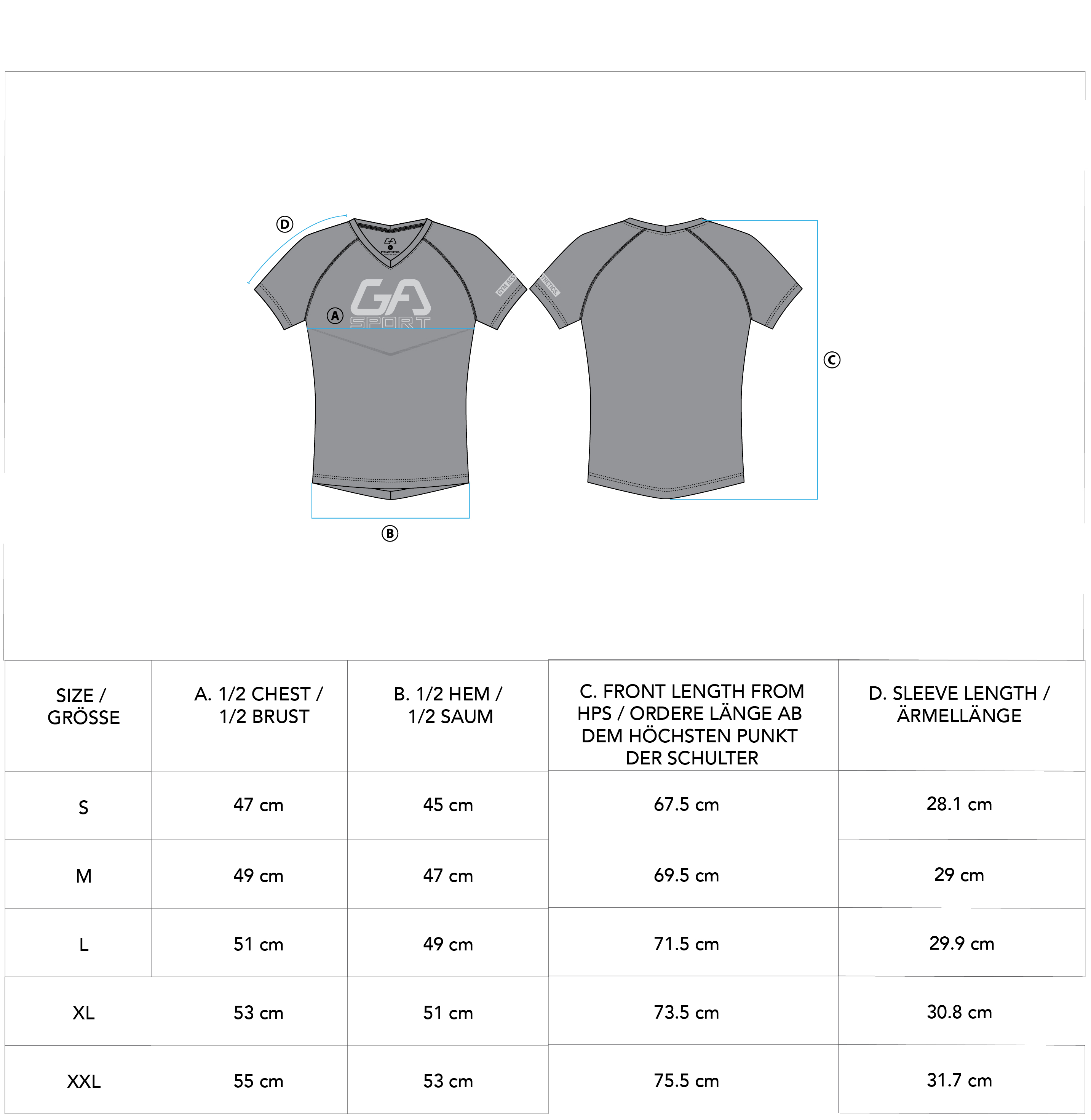 Training Wicking Sport Shirt for Men - size chart | Gym Aesthetics