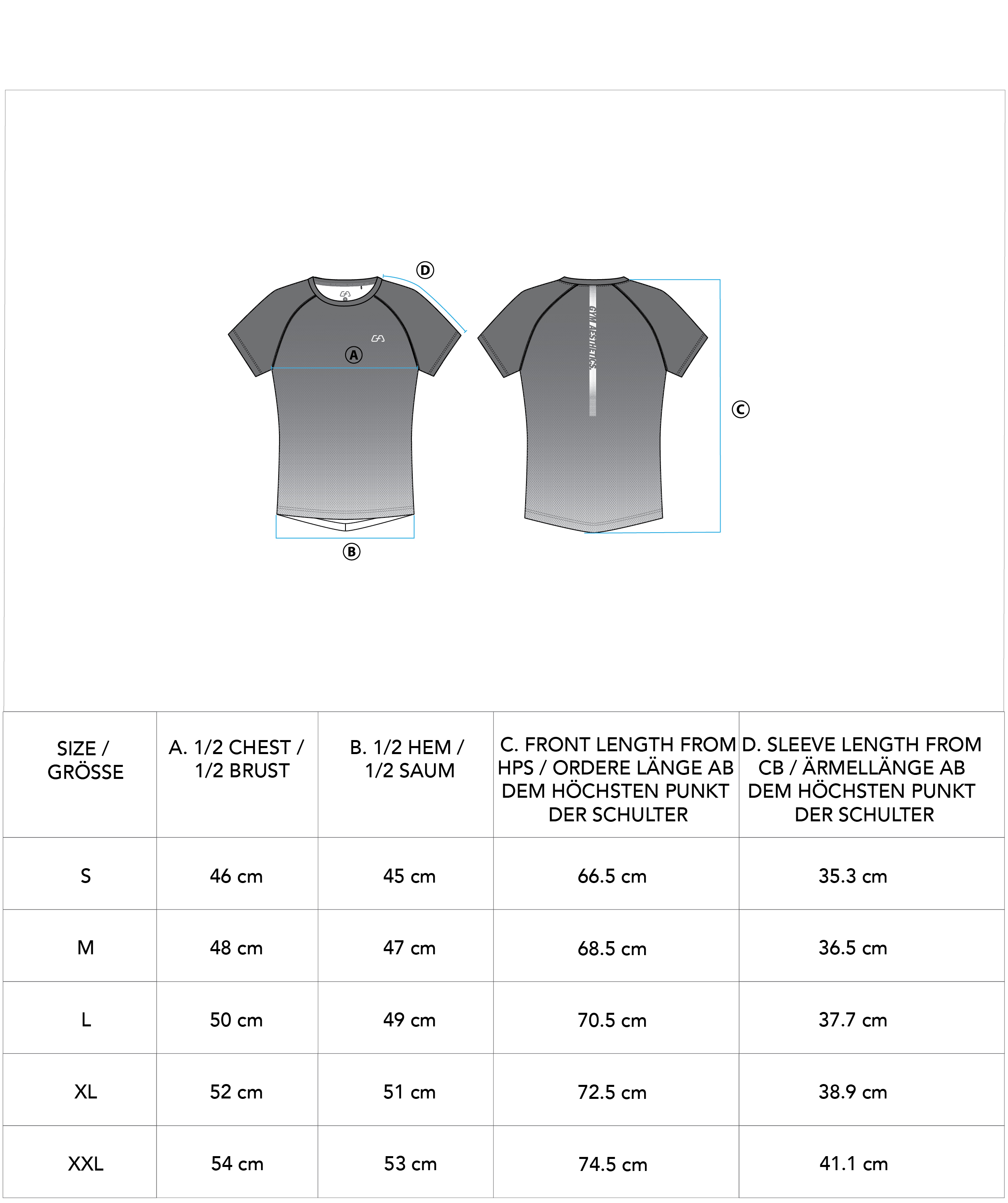 Essential gradient crew neck Sport Shirt for Men - size chart | Gym Aesthetics